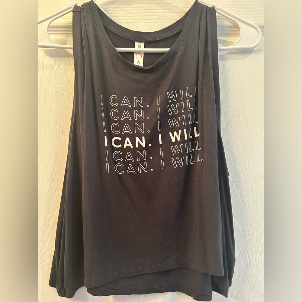Active USA Black Tank Top with White Text